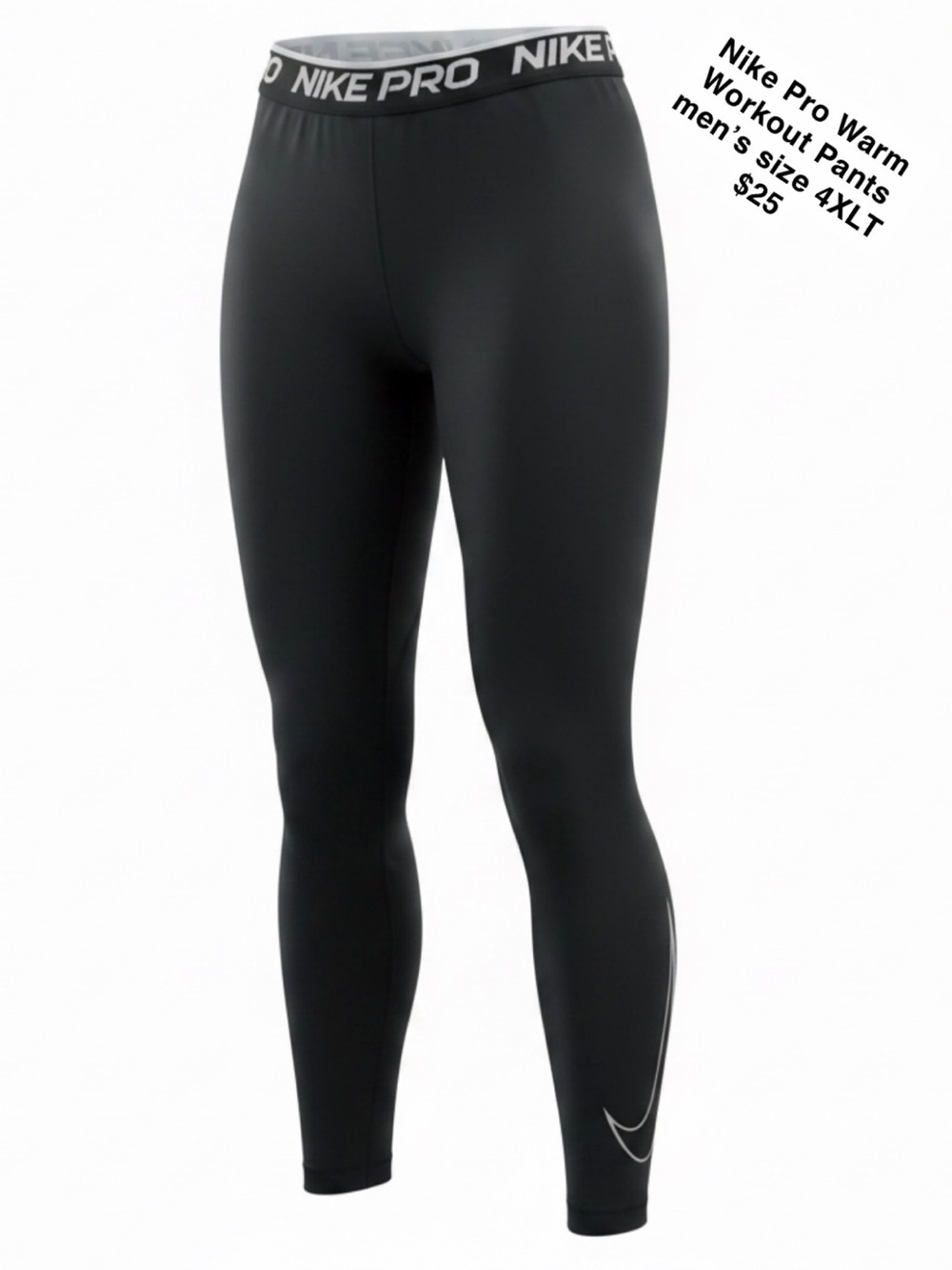 Nike Men's Black Pro Compression Leggings with Logo Waistband